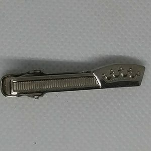 Mid-century Vintage Crown Tie Clip Silver Tone